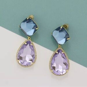 Kurt Geiger Blue and Lavender Crystal Drop Earrings